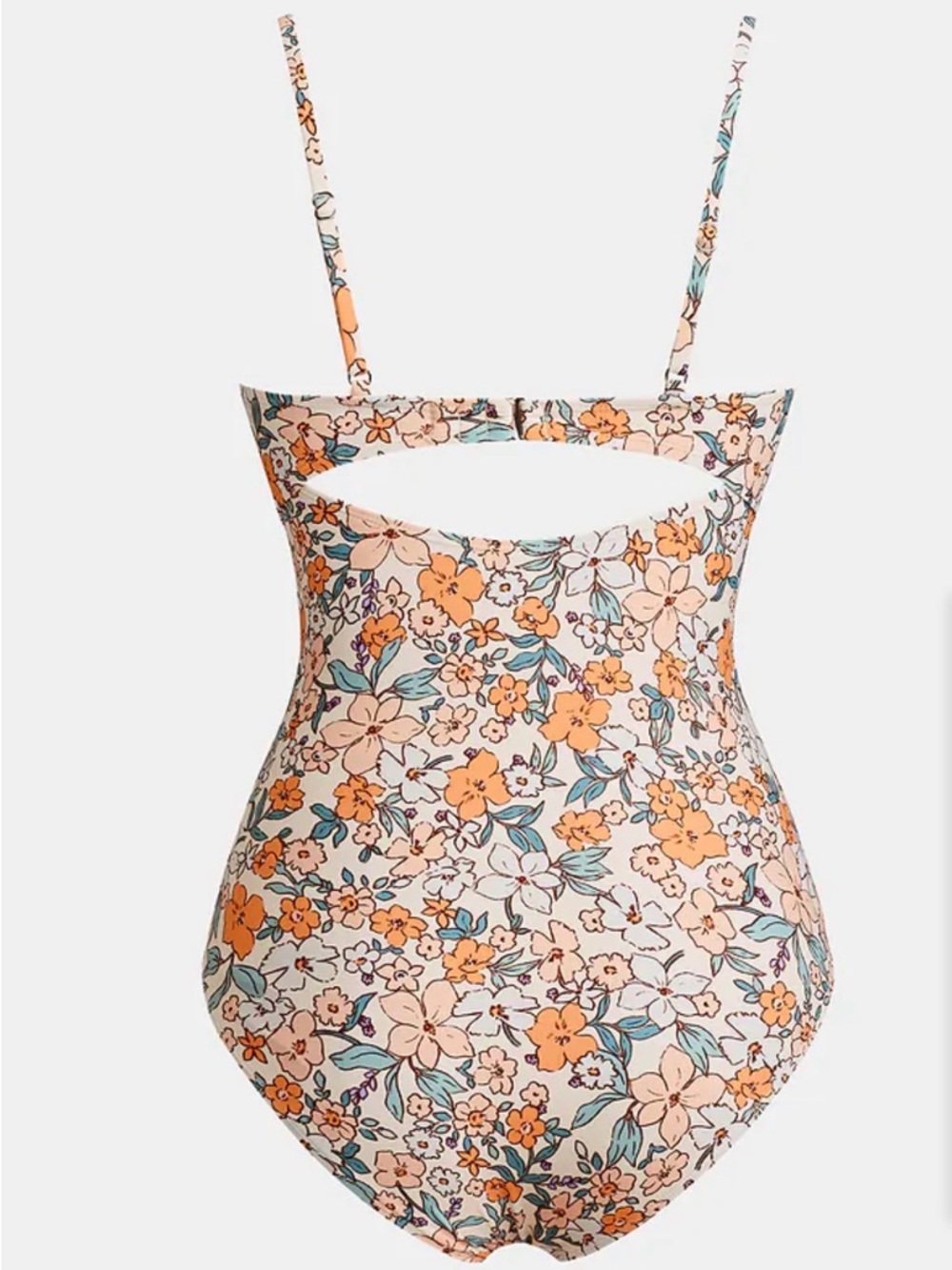 Cupshe Cream Floral One-Piece Swimsuit with Orange & Blue Blooms M NWT - Picture 5 of 7